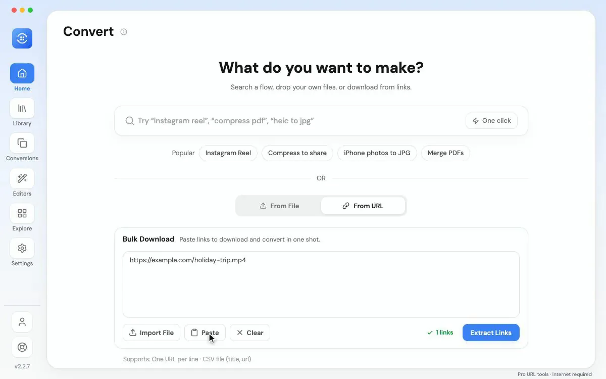 Download first, then choose your conversion